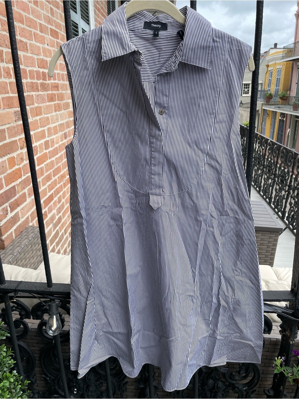 Theory Navy and White Striped Sleeveless Shirt Dress(NWOT)